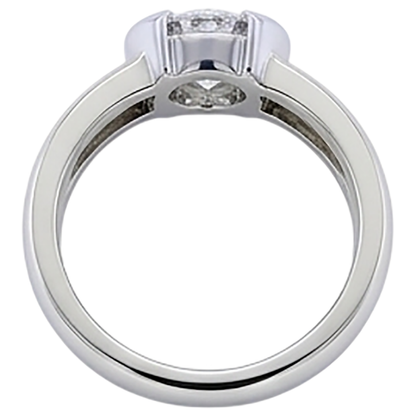 Classic Style 1 Carat Round Diamond Half Bezel Men's Ring