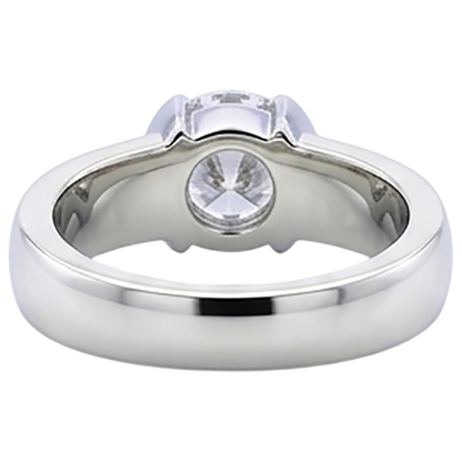 Classic Style 1 Carat Round Diamond Half Bezel Men's Ring