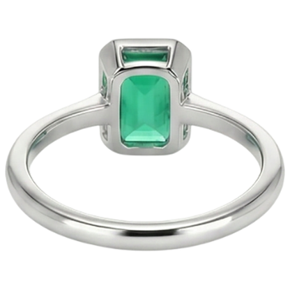 Natural Real ( Not Lab Grown ) Classic White Gold Green Emerald GIA Ring Bezel Set Solitaire
