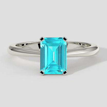 Classic 2ct Emerald Cut Paraiba Ring