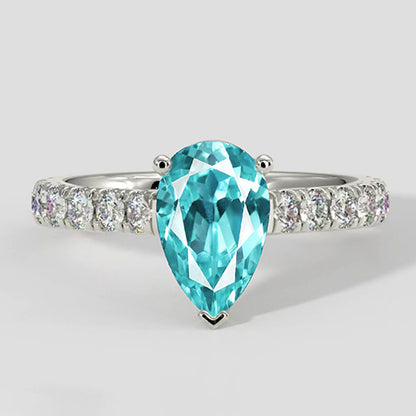 Classic Pear Paraiba Stone Ring