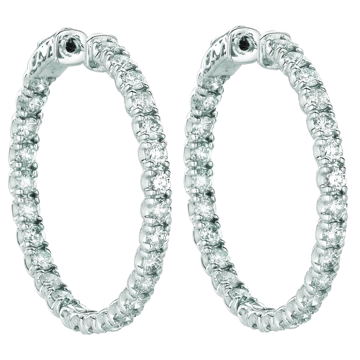 Classic Natural Earth Mined Diamond Hoop 14 Carat Earrings