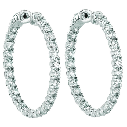 Classic Natural Earth Mined Diamond Hoop 14 Carat Earrings