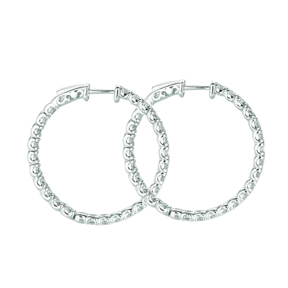 Classic Natural Earth Mined Diamond Hoop 14 Carat Earrings