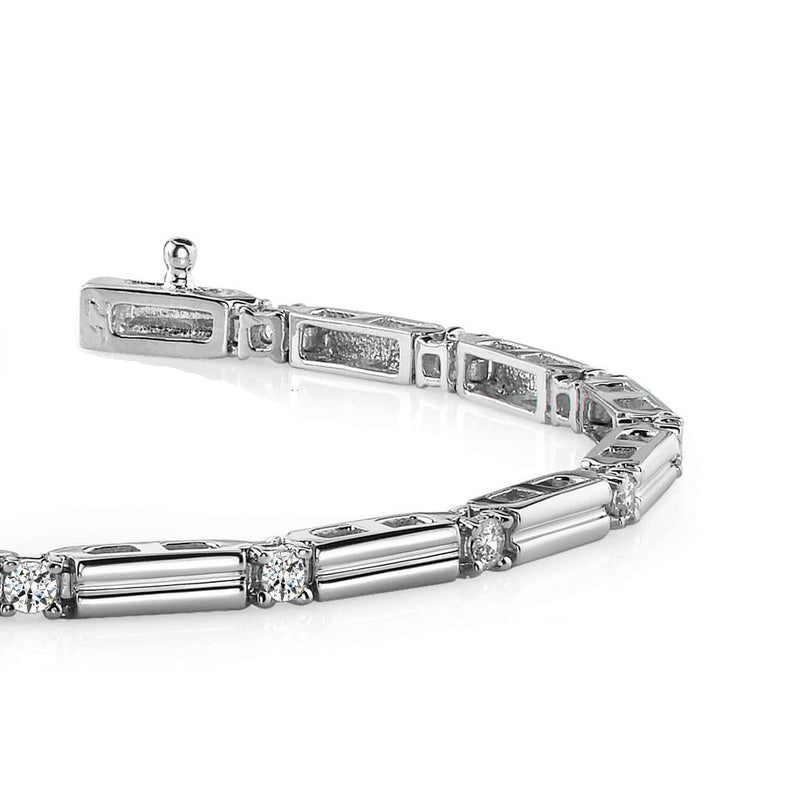 Classic Prong Set Round Cut Natural Earth Mined Diamond Tennis Bracelet Gold White 3 Ct