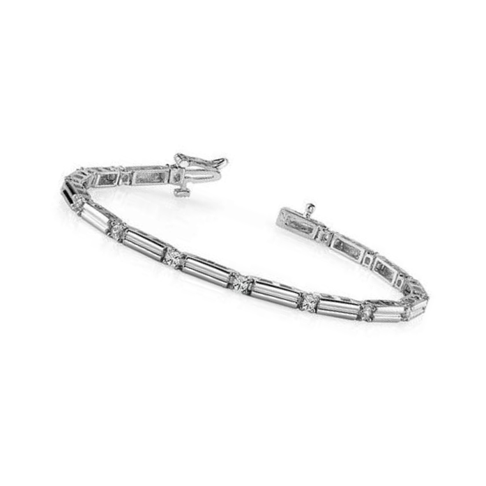 Classic Prong Set Round Cut Natural Earth Mined Diamond Tennis Bracelet Gold White 3 Ct