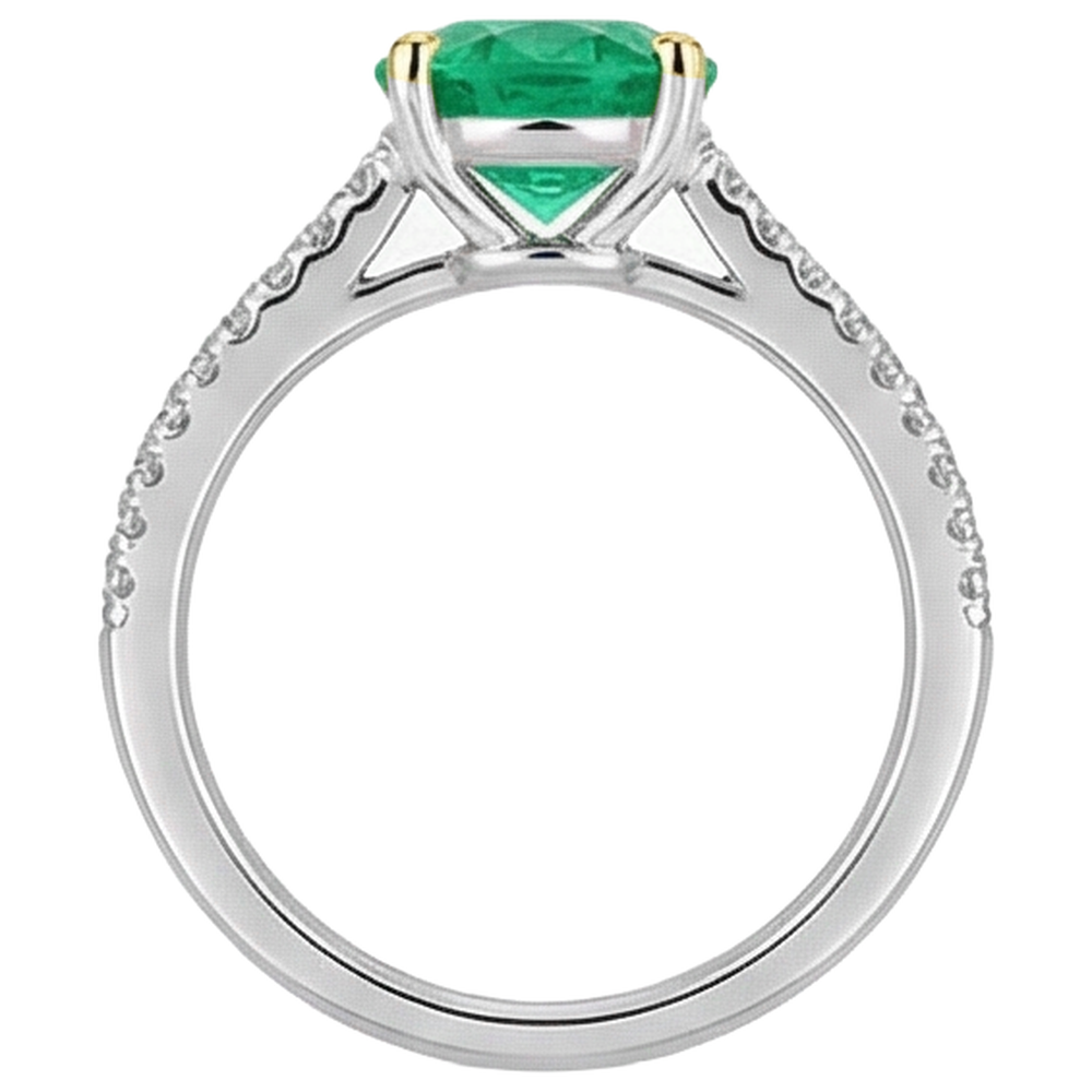 Natural Real ( Not Lab Grown ) Classy Green Emerald GIA Wedding Ring