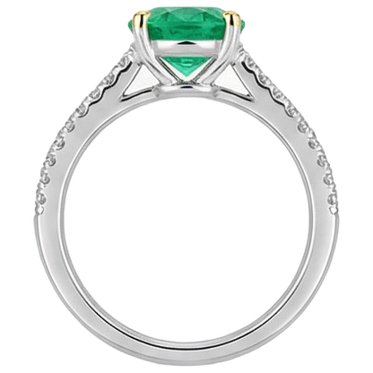 Natural Real ( Not Lab Grown ) Classy Green Emerald GIA Wedding Ring