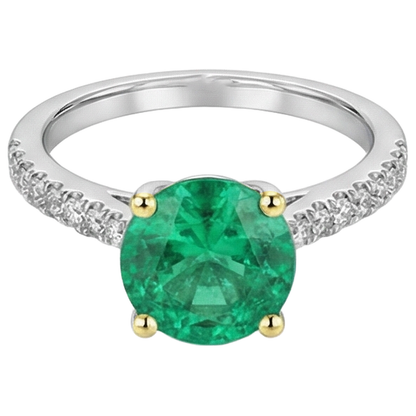 Natural Real ( Not Lab Grown ) Classy Green Emerald GIA Wedding Ring