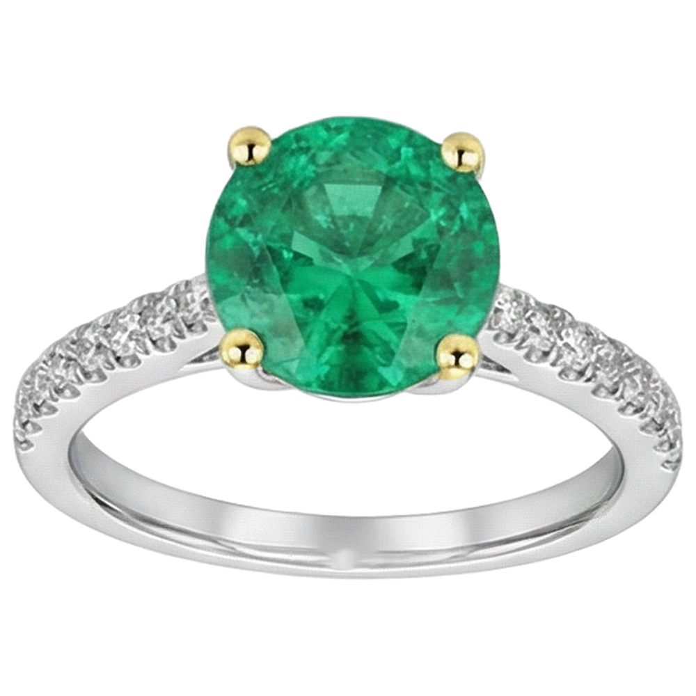 Natural Real ( Not Lab Grown ) Classy Green Emerald GIA Wedding Ring