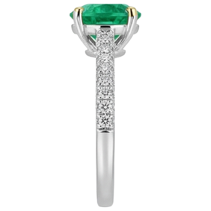 Natural Real ( Not Lab Grown ) Classy Green Emerald GIA Wedding Ring