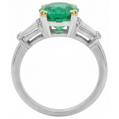 Natural Real ( Not Lab Grown ) Classy Round Gemstone Diamond Ring Green Emerald GIA