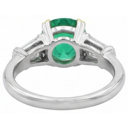 Natural Real ( Not Lab Grown ) Classy Round Gemstone Diamond Ring Green Emerald GIA