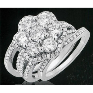 Cluster Diamond Engagement Ring Set