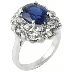 Natural Sapphire Ring 3ct - White Gold 14K