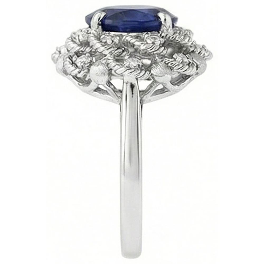 natural round sapphire 3ct ring top view