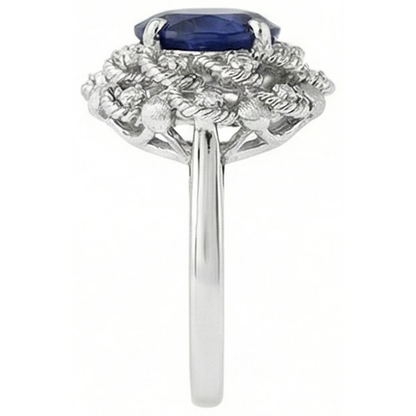 natural round sapphire 3ct ring top view