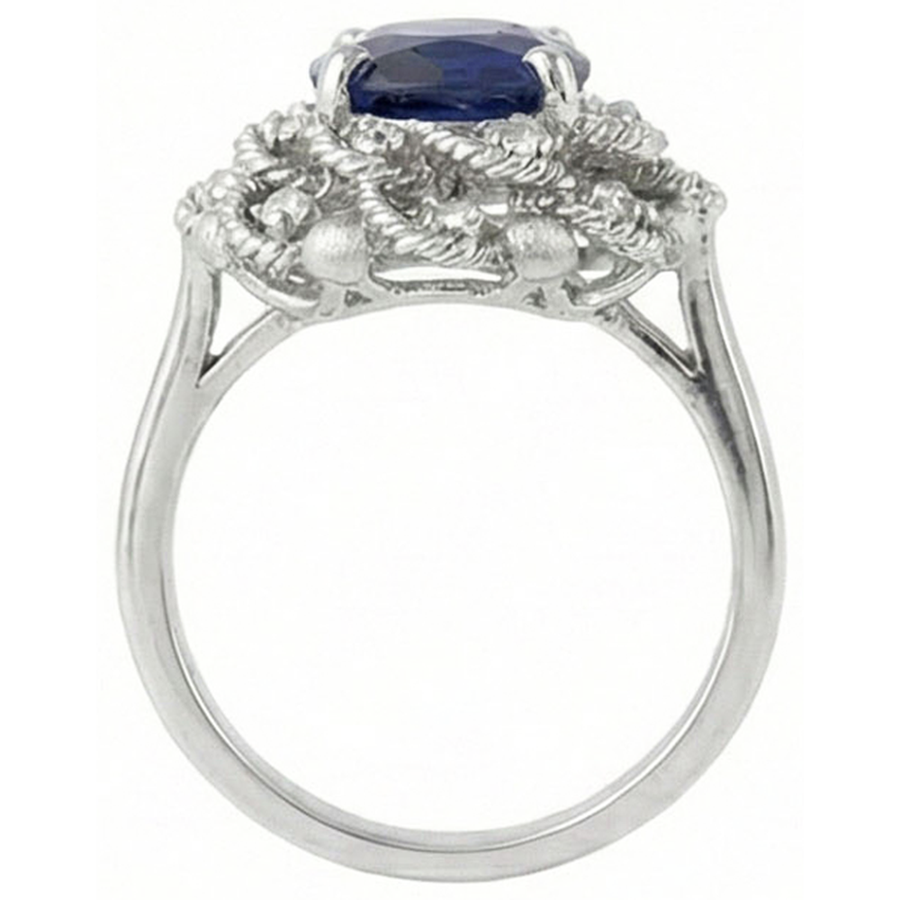 natural round sapphire 3ct ring profile view