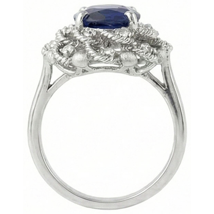 natural round sapphire 3ct ring profile view