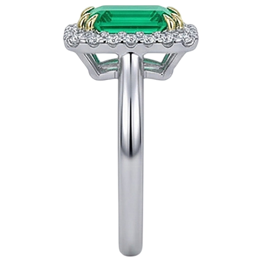 Natural Real ( Not Lab Grown ) Colombian Green Emerald GIA Halo Ring For Women