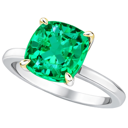 natural cushion emerald 3.50ct ring side angle