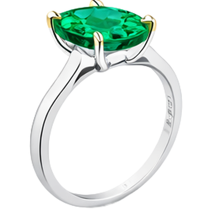 natural cushion emerald 3.50ct ring top view