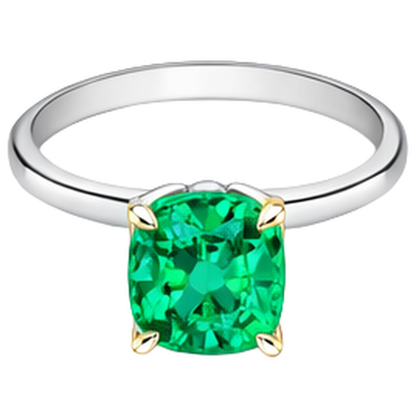 natural cushion emerald 3.50ct ring profile view