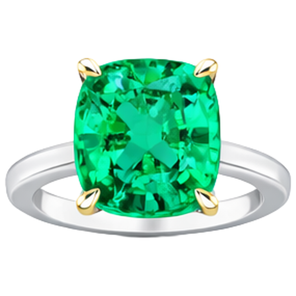 natural cushion emerald 3.50ct ring on white background