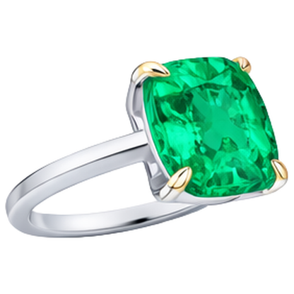 natural cushion emerald 3.50ct ring with diamond accents