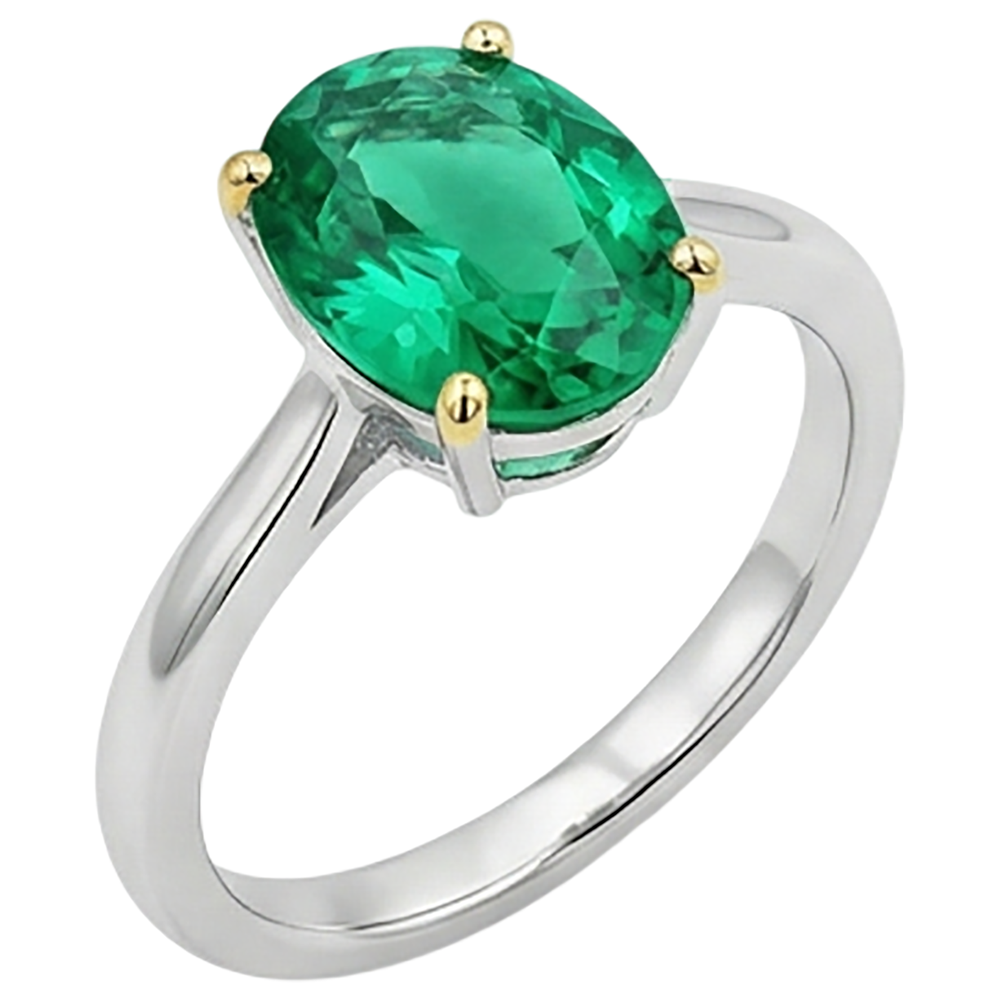 Natural Real ( Not Lab Grown ) Colombian Green Emerald GIA Solitaire Ring