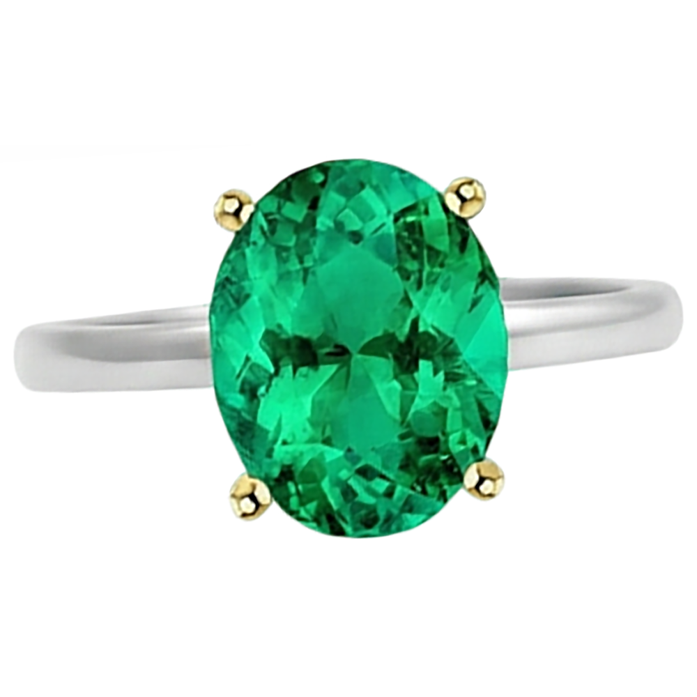 Natural Real ( Not Lab Grown ) Colombian Green Emerald GIA Solitaire Ring