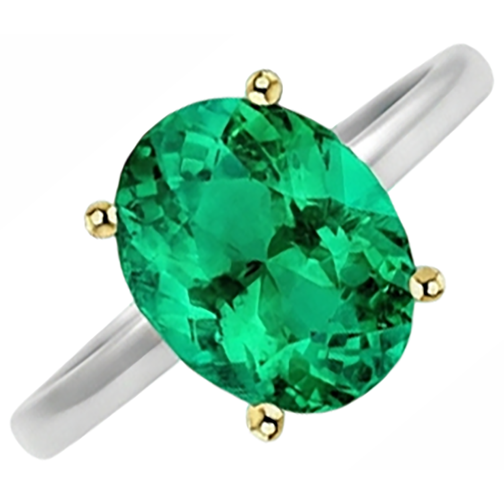 Natural Real ( Not Lab Grown ) Colombian Green Emerald GIA Solitaire Ring