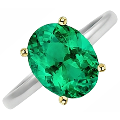Natural Real ( Not Lab Grown ) Colombian Green Emerald GIA Solitaire Ring