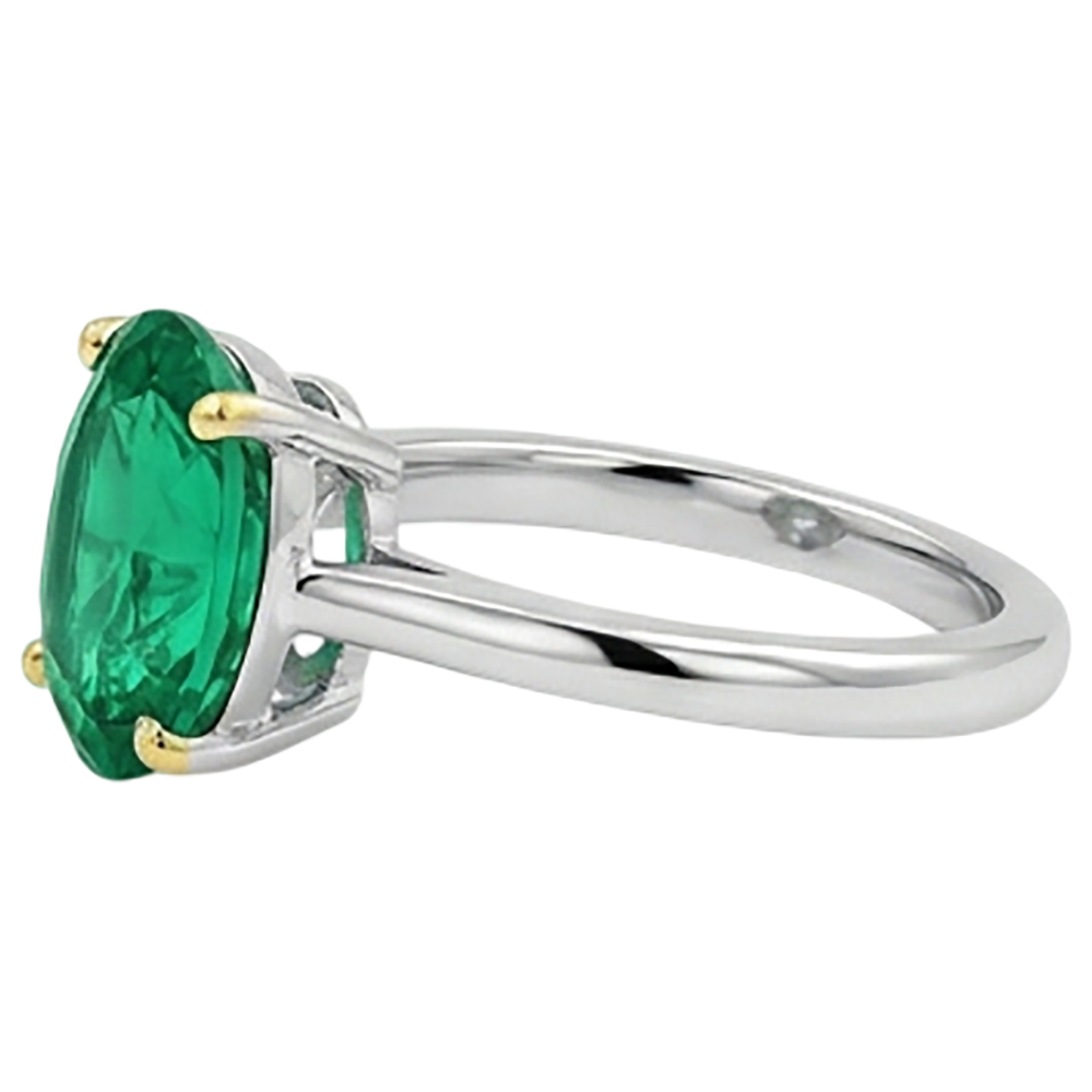 Natural Real ( Not Lab Grown ) Colombian Green Emerald GIA Solitaire Ring