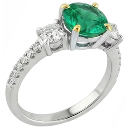 natural round emerald 2ct ring top view