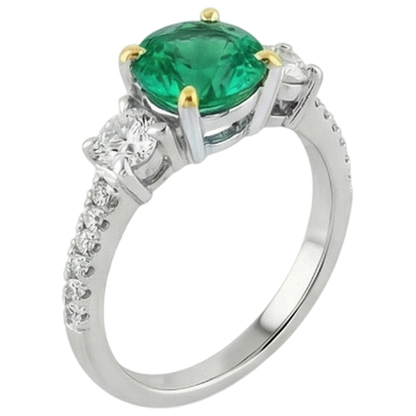 natural round emerald 2ct ring side angle