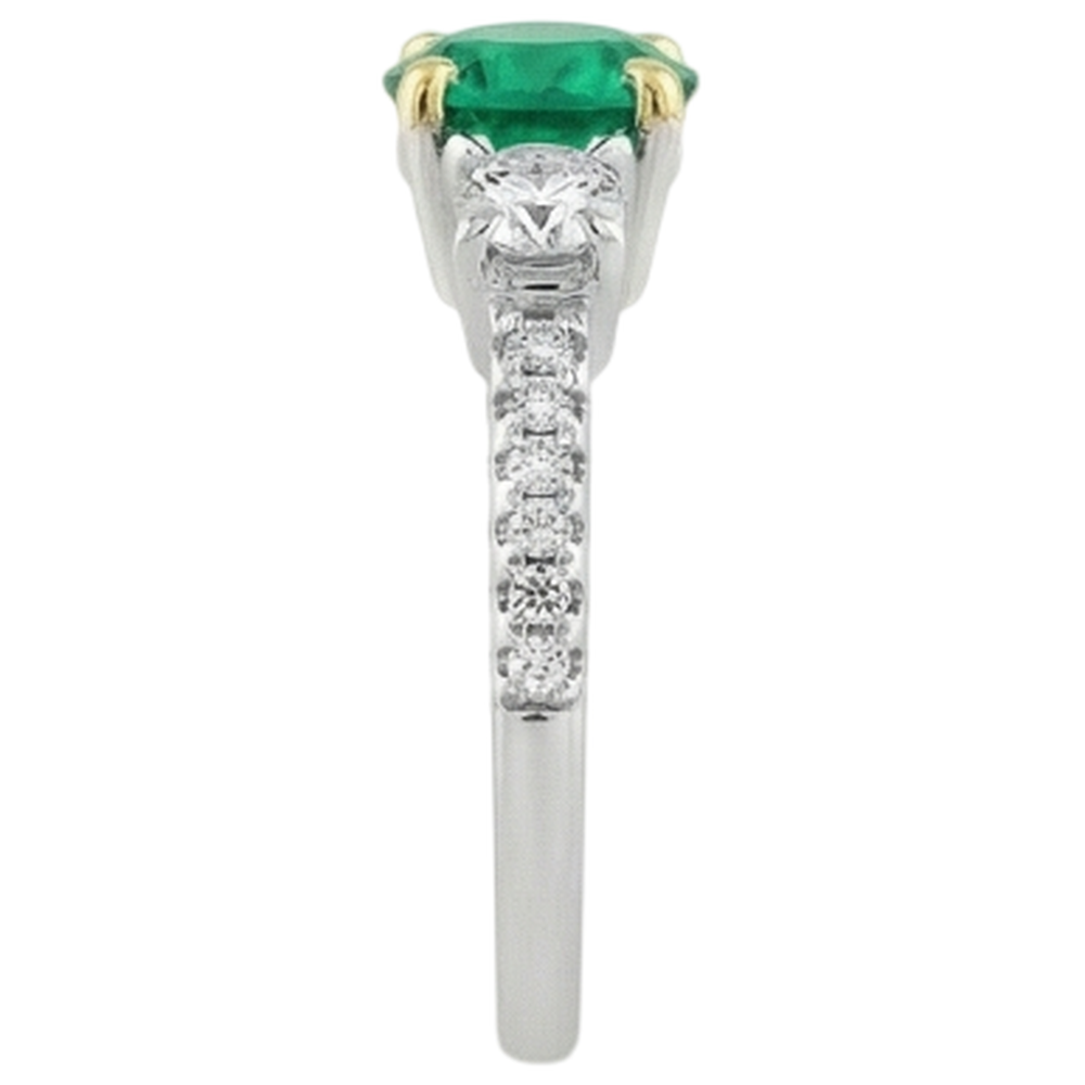 natural round emerald 2ct ring profile view