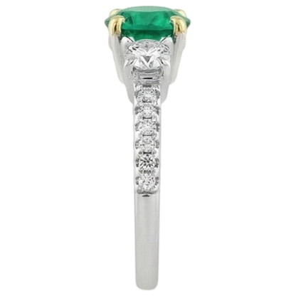 natural round emerald 2ct ring profile view