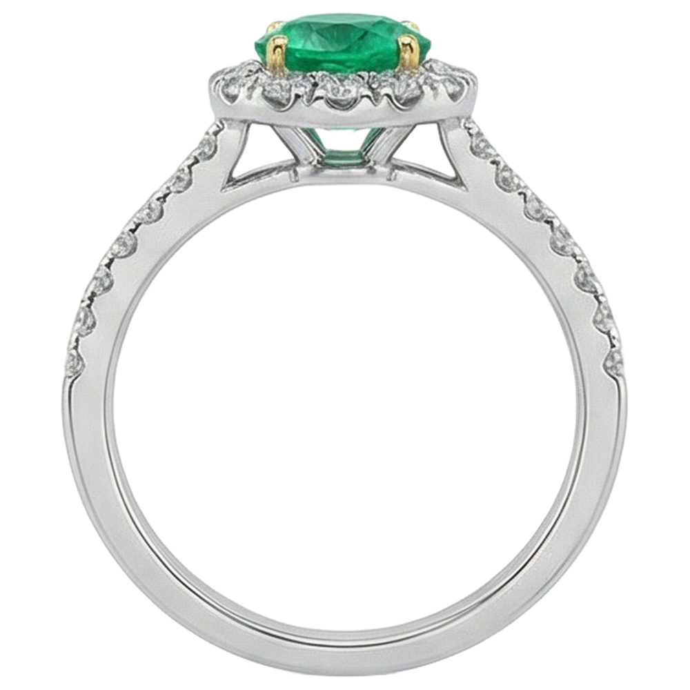 Natural Real ( Not Lab Grown ) Colombian Green Emerald GIA Wedding Ring