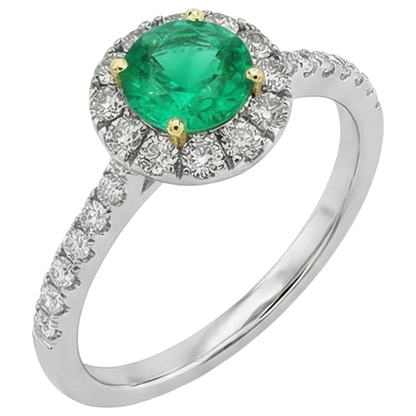 Natural Real ( Not Lab Grown ) Colombian Green Emerald GIA Wedding Ring