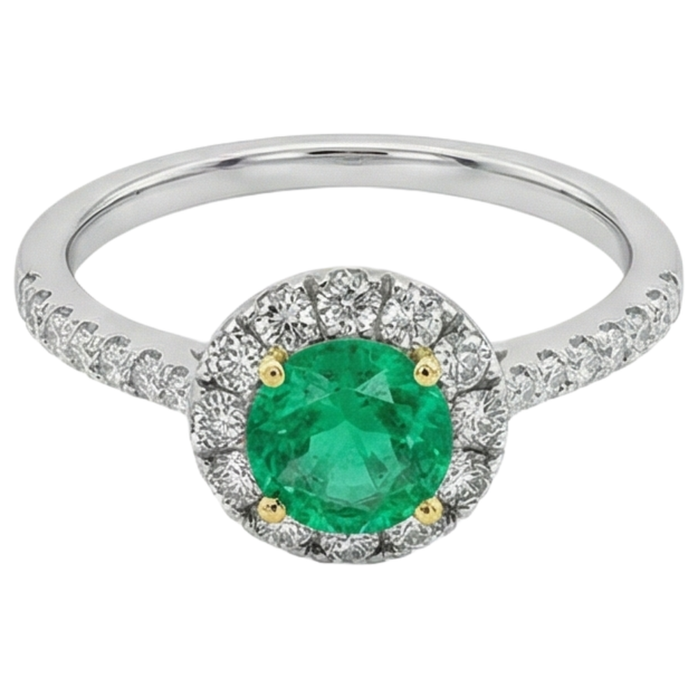 Natural Real ( Not Lab Grown ) Colombian Green Emerald GIA Wedding Ring