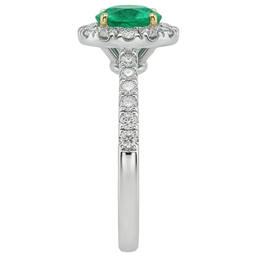 Natural Real ( Not Lab Grown ) Colombian Green Emerald GIA Wedding Ring