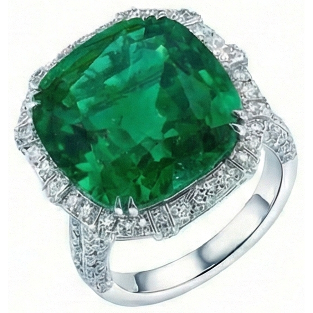 Colombian Green Emerald GIA With Natural Earth Mined Diamonds Ring 4 Carats