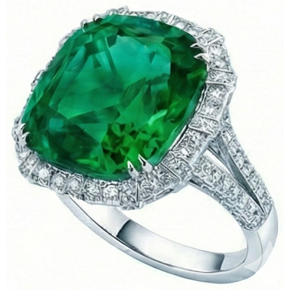 Colombian Green Emerald GIA With Natural Earth Mined Diamonds Ring 4 Carats