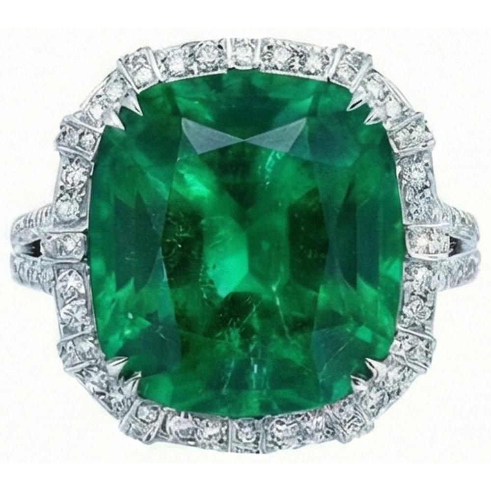 Colombian Green Emerald GIA With Natural Earth Mined Diamonds Ring 4 Carats