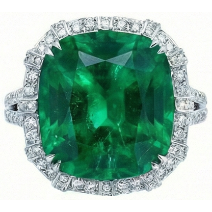 Colombian Green Emerald GIA With Natural Earth Mined Diamonds Ring 4 Carats