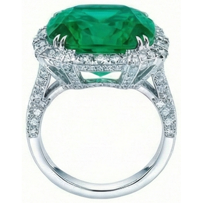 Colombian Green Emerald GIA With Natural Earth Mined Diamonds Ring 4 Carats