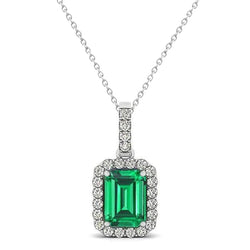 Colombian Green Emerald And Natural Earth Mined Diamond Gemstone Pendant Necklace 5.50 Carats