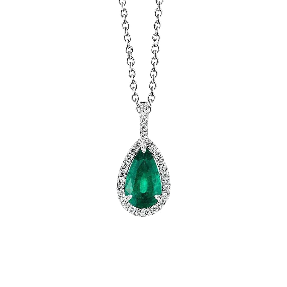 Colombian Green Emerald And Diamond Gemstone Pendant With Chain 8.25 Carats