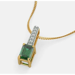 Colombian Green Emerald And Natural Earth Mined Diamond Pendant 4.25 Carats Gold 14K